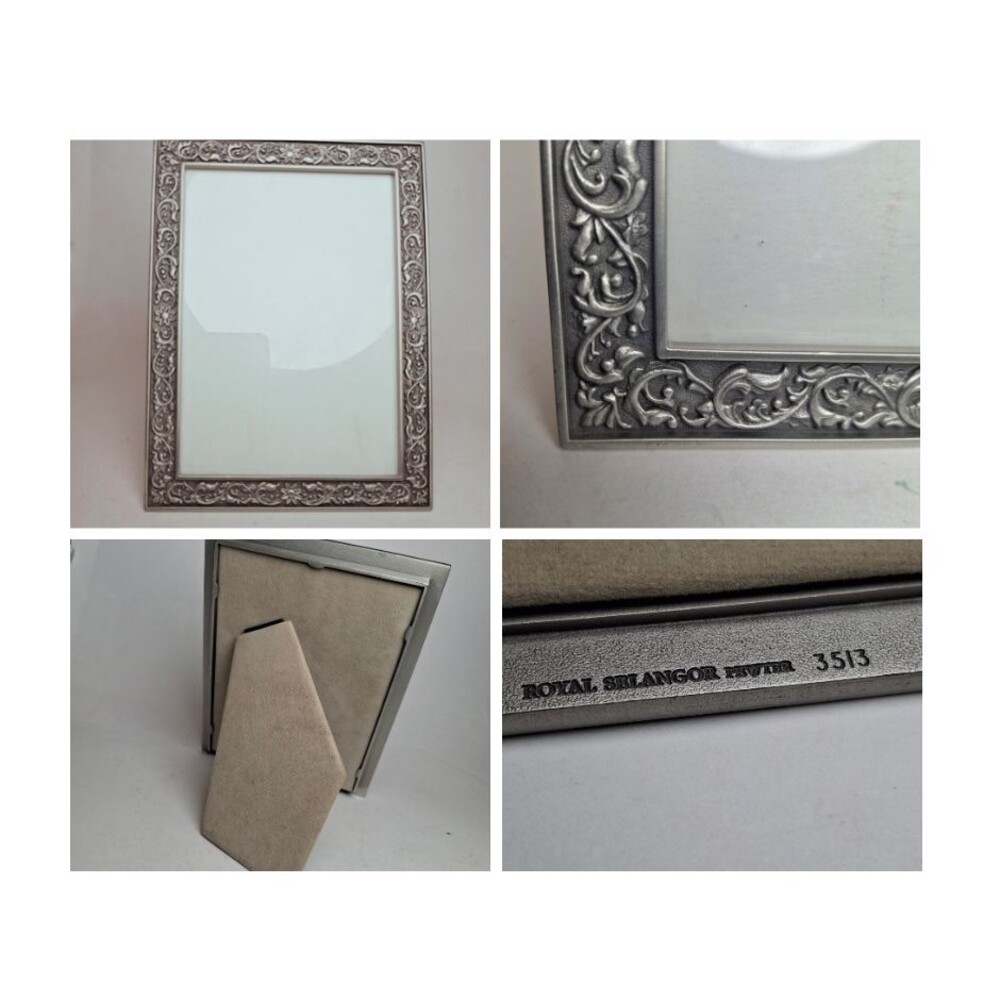 Vintage Royal Selangor Pewter Floral Design Photo Frame 5x7" Ornate Traditional